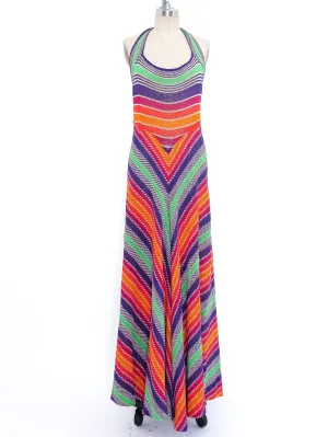 1970's Missoni Rainbow Knit Halter Dress