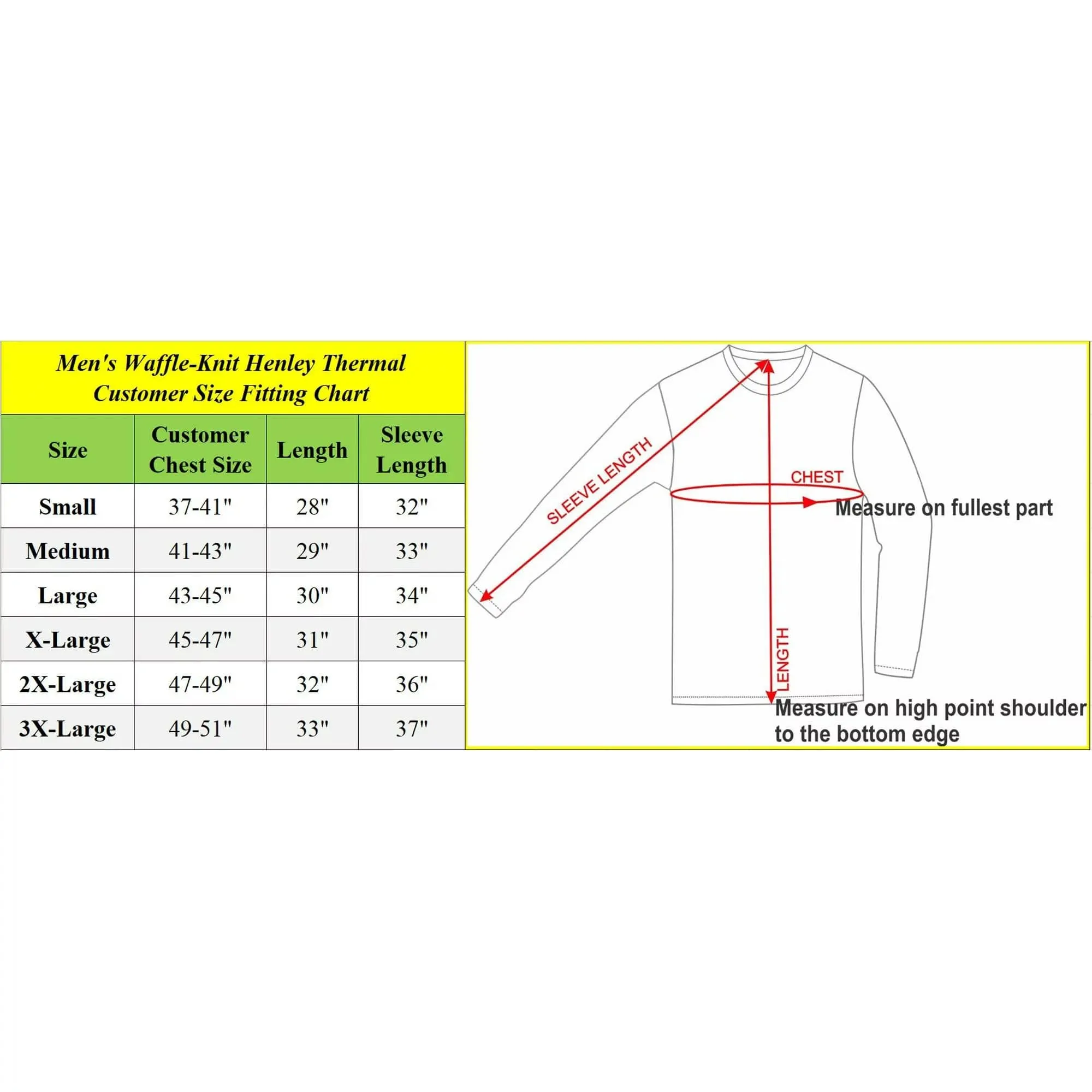 3-Pack Mens Long Sleeve Henley Thermal Tee (S-3XL)