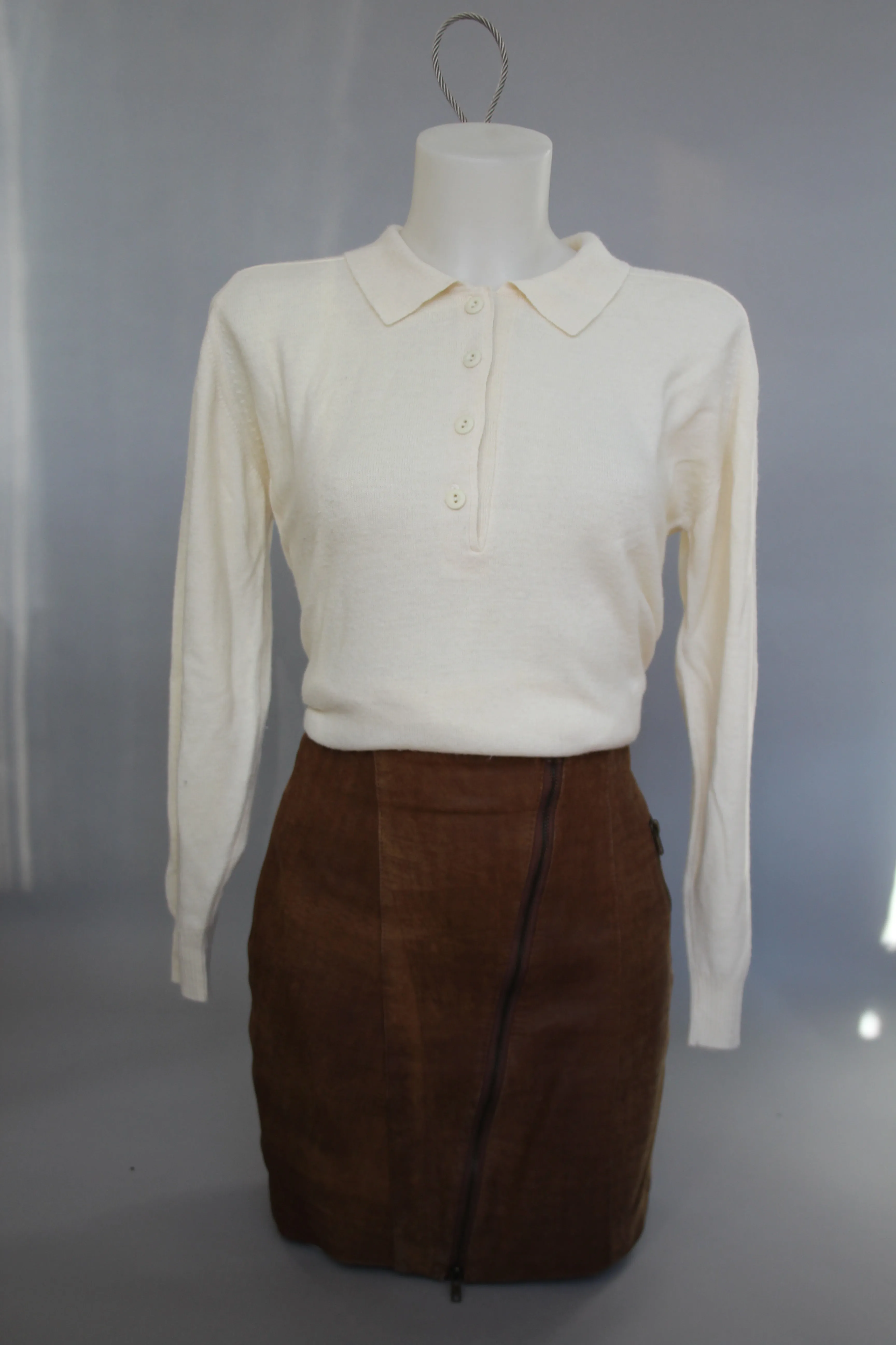 80s Rodier Wool-Blend Henley - M/L