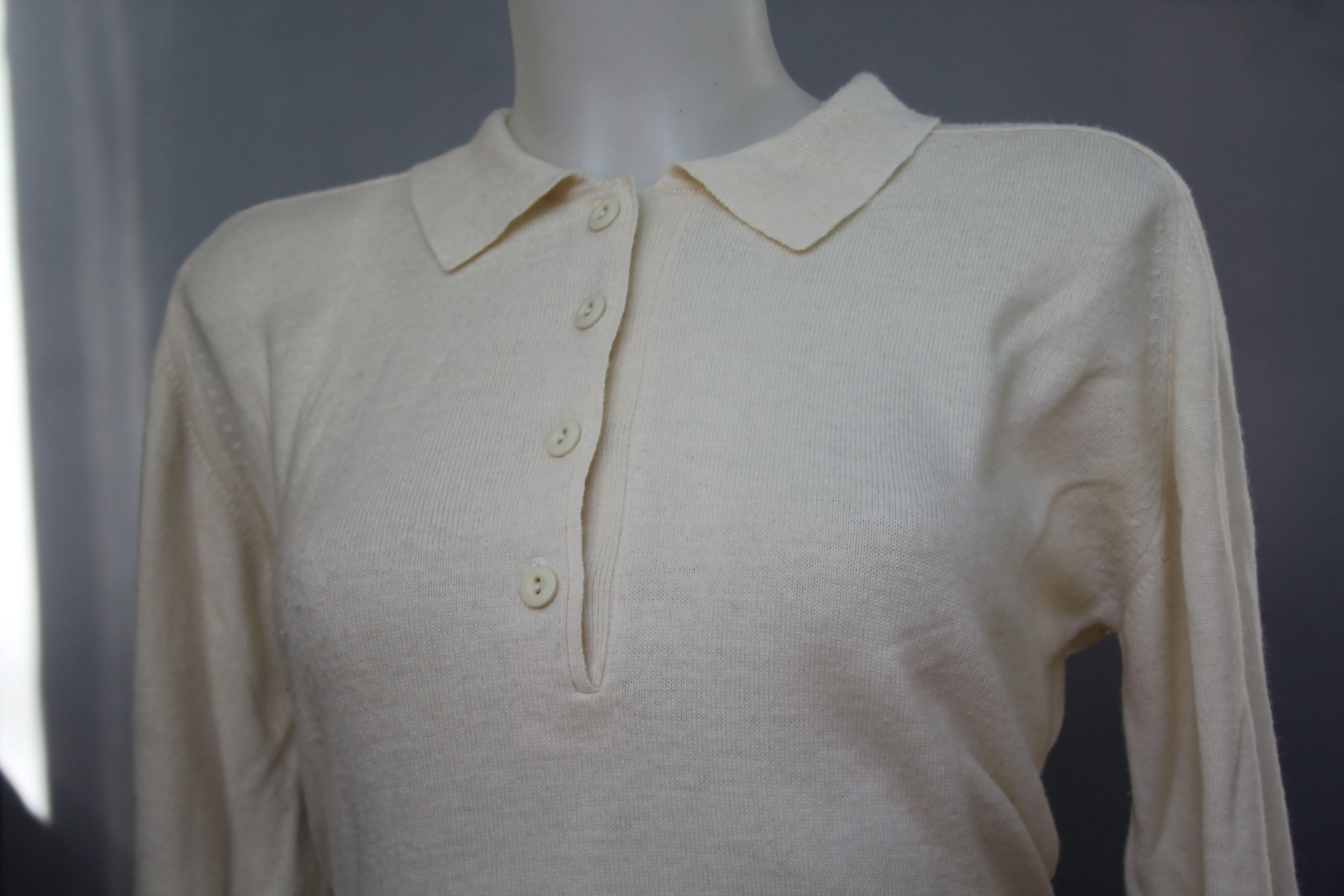 80s Rodier Wool-Blend Henley - M/L