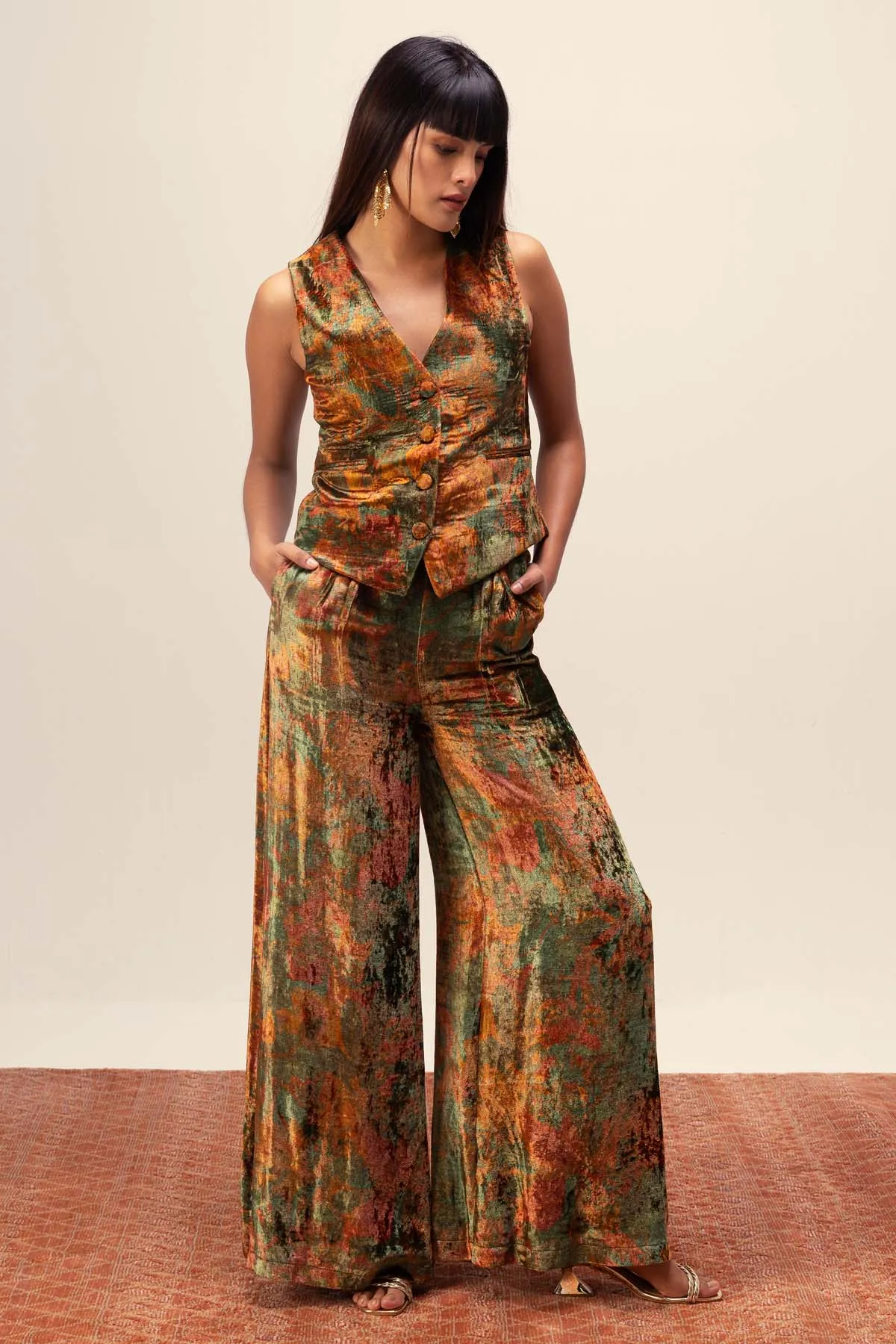Abstract Print Waistcoat & Pants