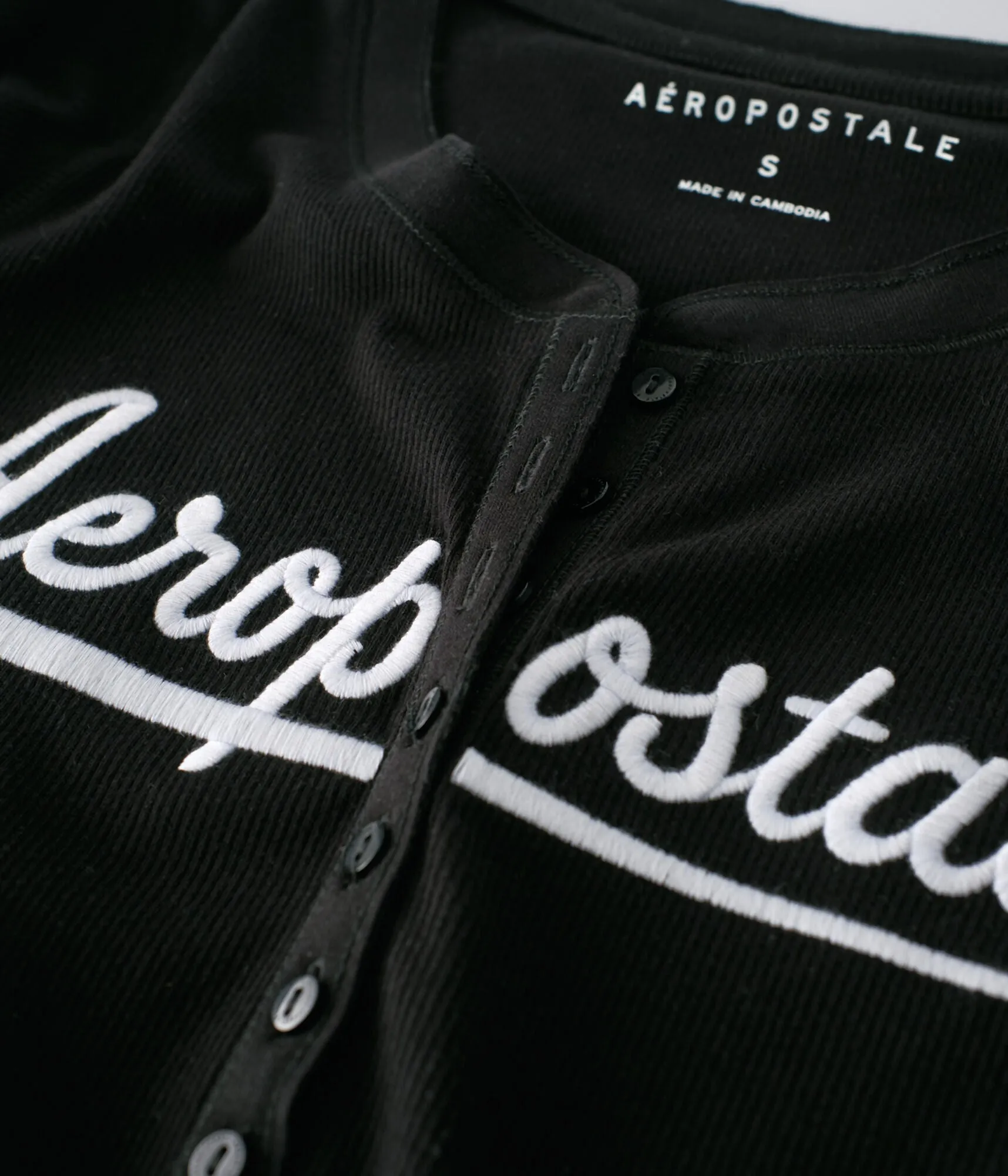 Aeropostale Aero Logo Ribbed Henley