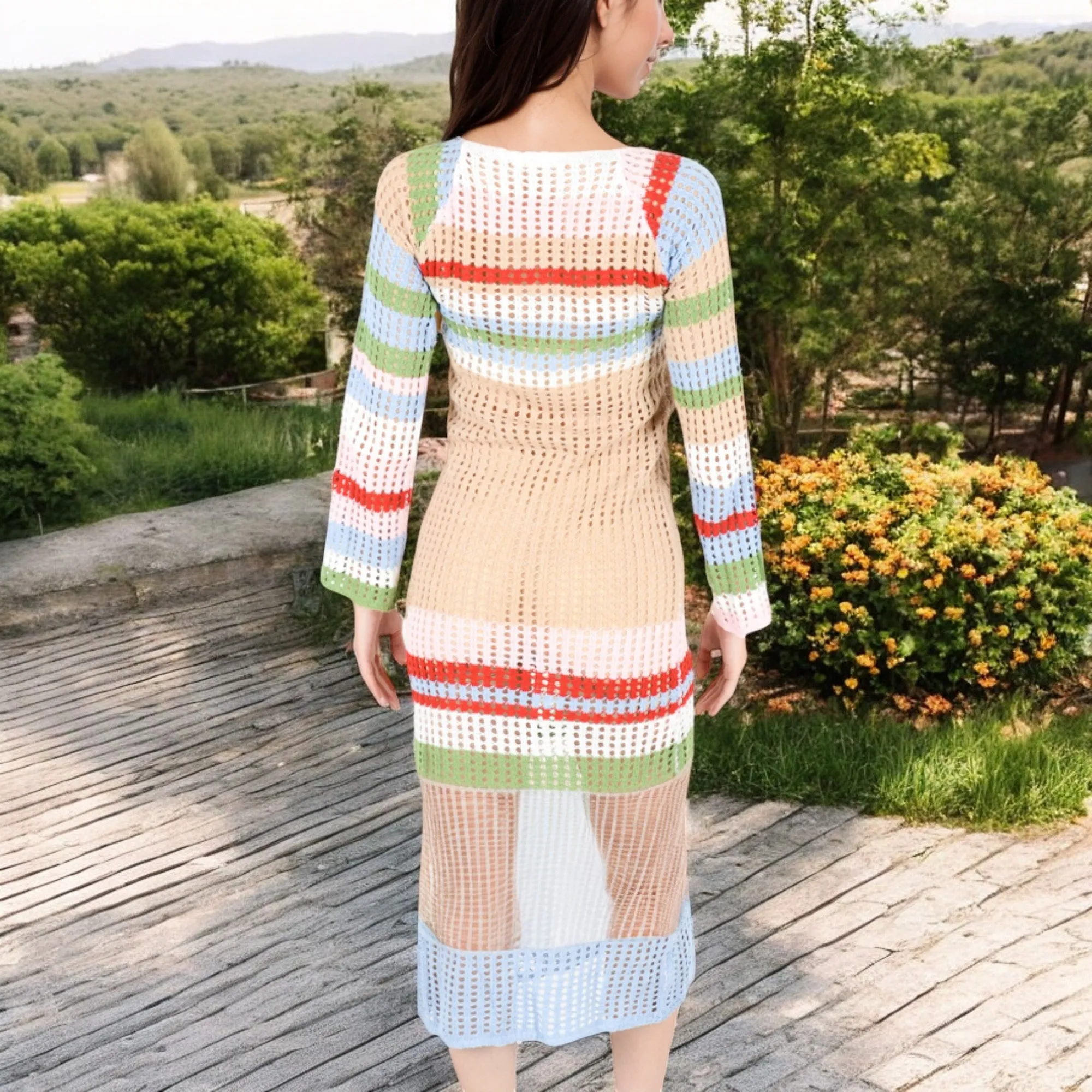 Anna-Kaci Women's Multicolor Striped Off-Shoulder Knit Dress