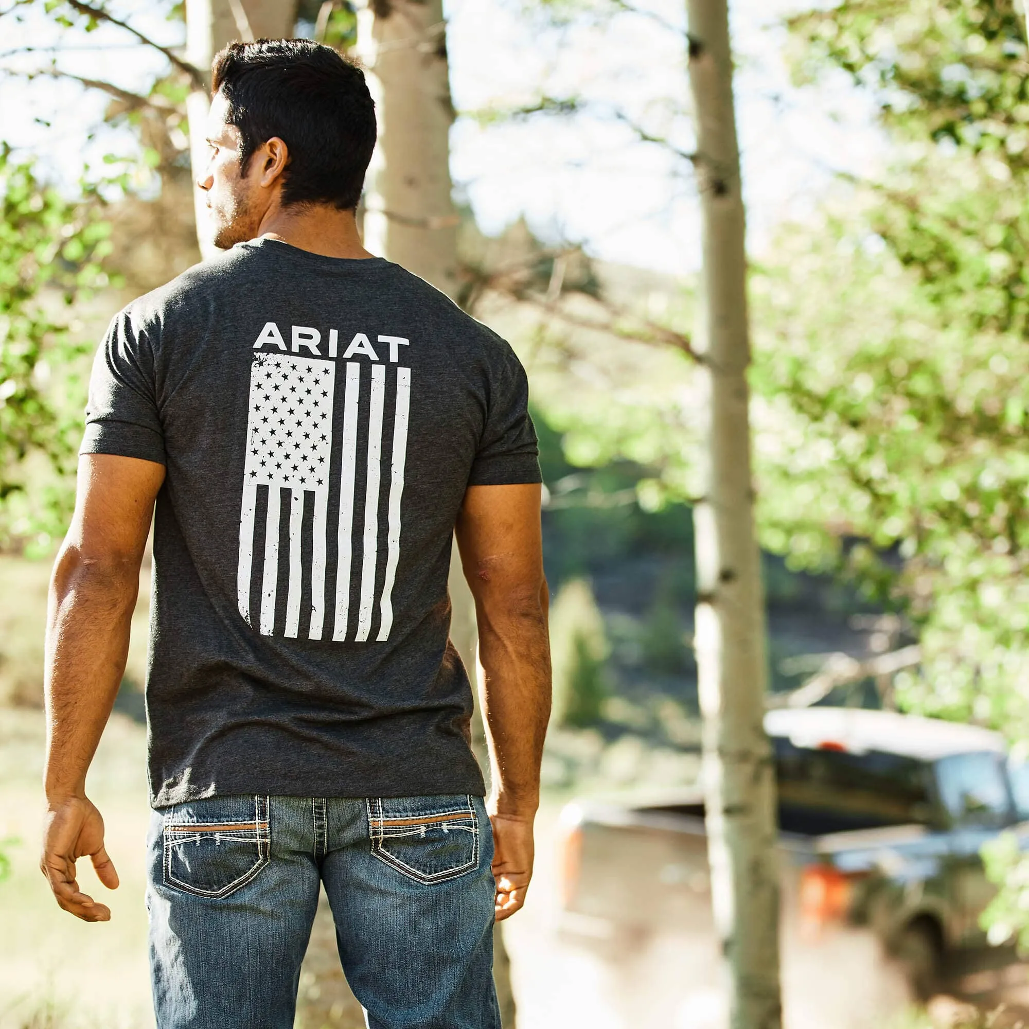 Ariat Men's Freedom Flag Short Sleeve T-Shirt - Grey