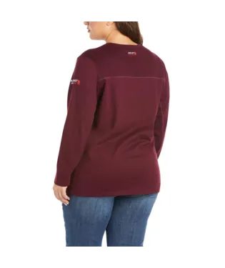 Ariat, Women's FR AC Crew Top, 10032958, Malbec