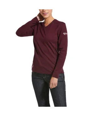 Ariat, Women's FR AC Crew Top, 10032958, Malbec