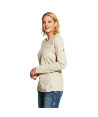 Ariat, Women's FR Air Crew T-Shirt, 10031020 & 10031021 , Sand Heather & Steel Blue Heather