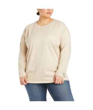 Ariat, Women's FR Air Crew T-Shirt, 10031020 & 10031021 , Sand Heather & Steel Blue Heather