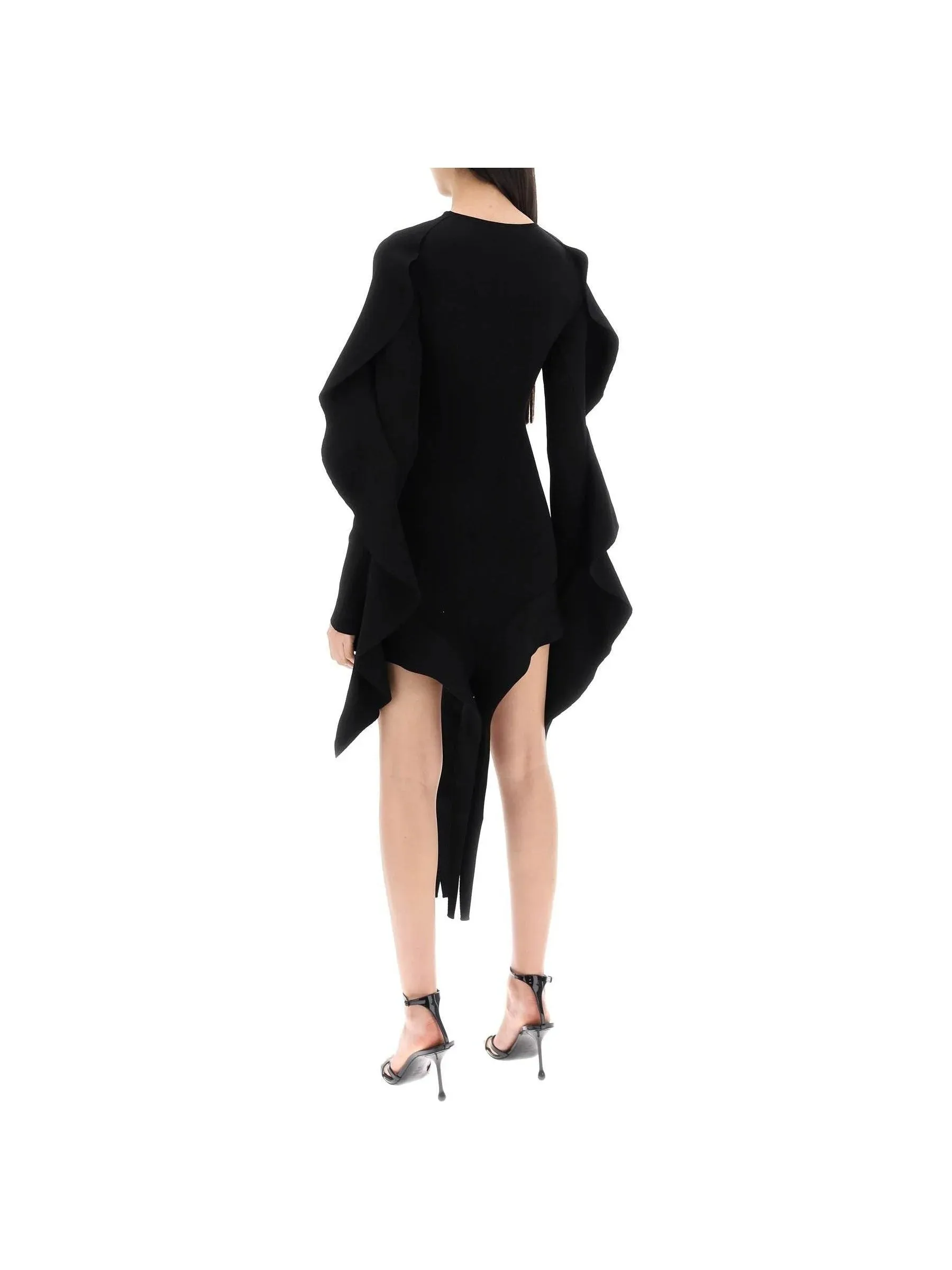 Asymmetric Ruffle Knit Dress