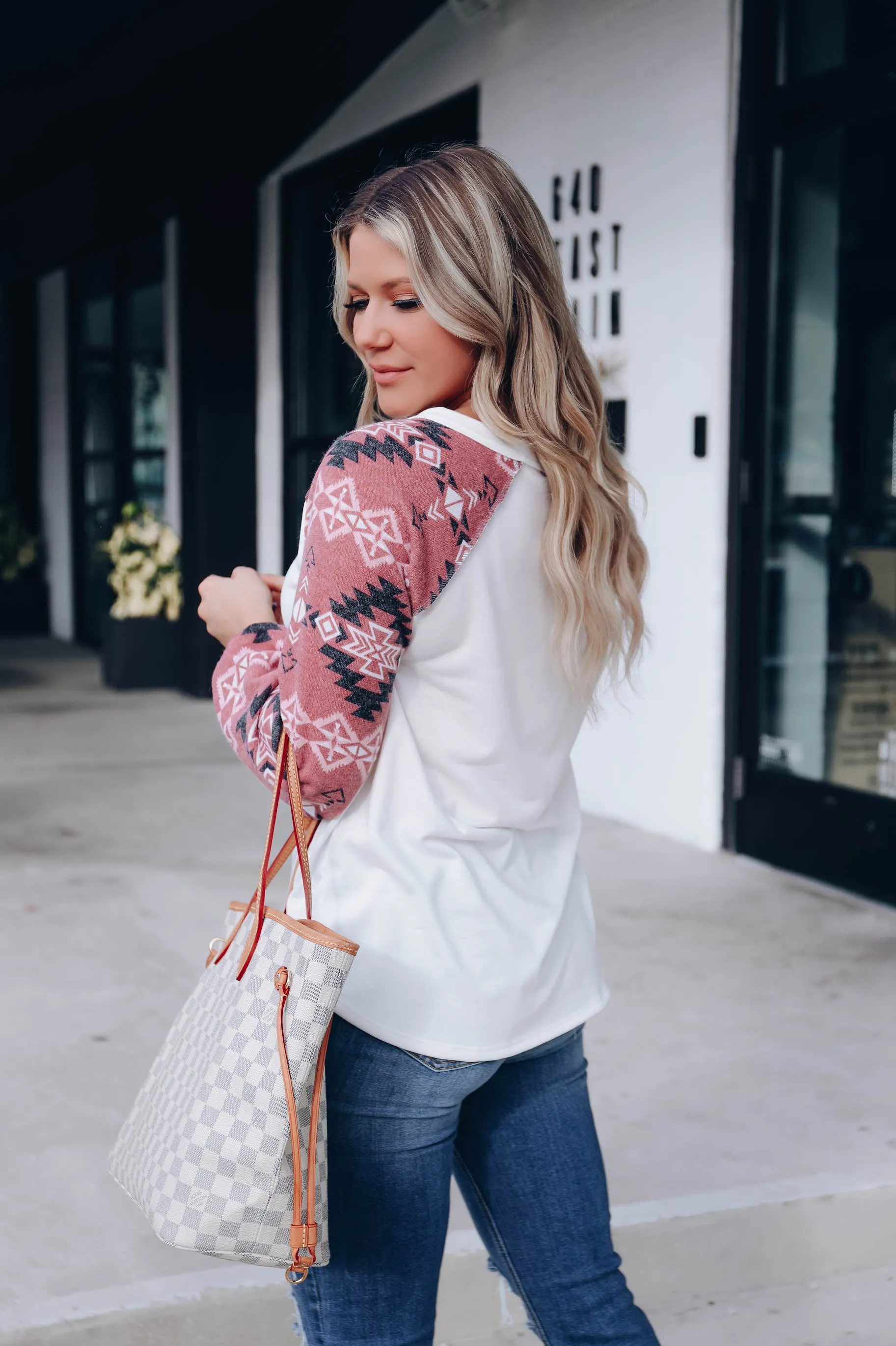 Aztec Contrast Henley Top