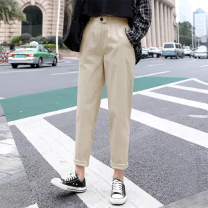 Baggy Pants Women Loose Straight Casual Student Granny Carrot High Waist Harem Pants