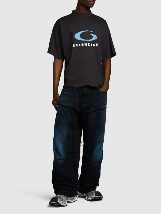 Balenciaga   Icon Print cropped cotton t-shirt 
