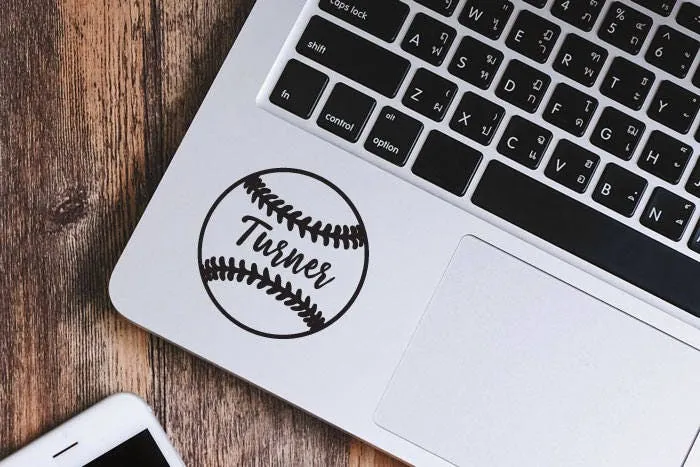 Baseball Softball Custom Name Laptop Decal