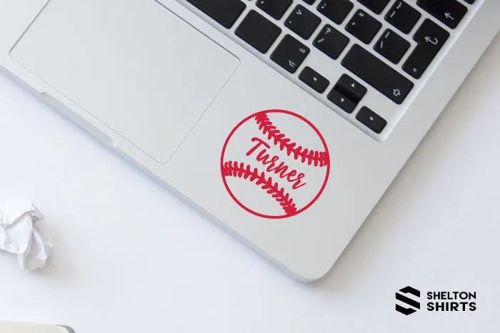 Baseball Softball Custom Name Laptop Decal
