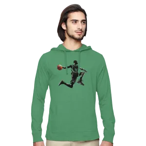 Basketball Player Mid-Air - Unisex Eco Blend Long-Sleeve Pullover Hooded T-Shirt | Econscious EC1085