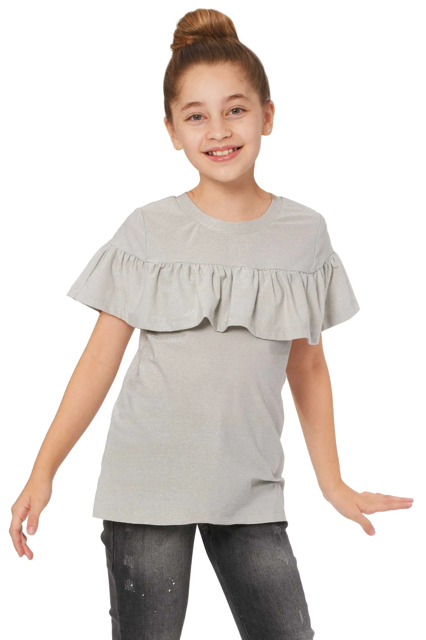 Big Girls Ruffled Short Sleeve Top