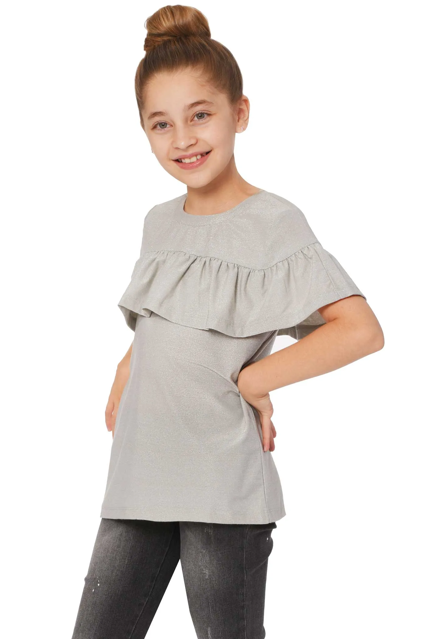 Big Girls Ruffled Short Sleeve Top