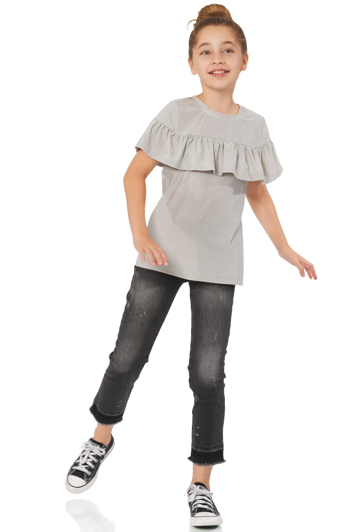 Big Girls Ruffled Short Sleeve Top