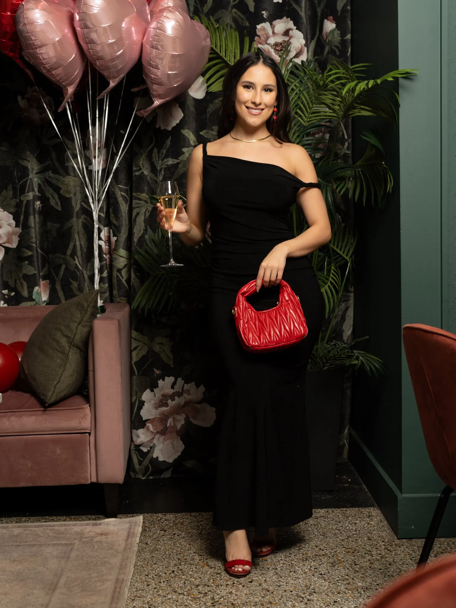 Black Jersey Maxi Dress with Twist Shoulder