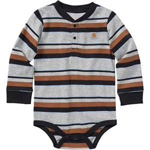 Boys' Long-Sleeve Stripe Henley Bodysuit CA6307