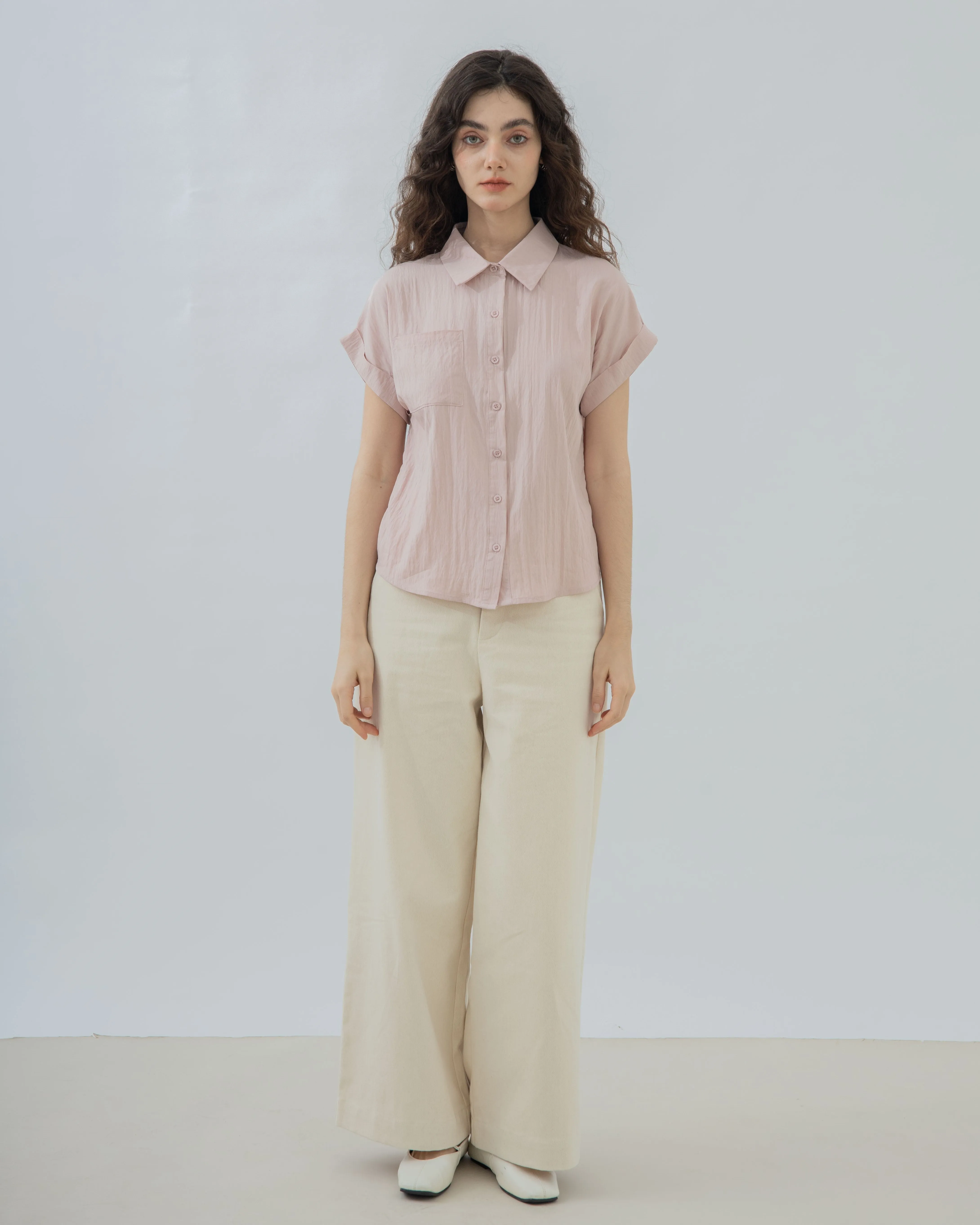 Britney Cotton High Waist Pants (Beige)