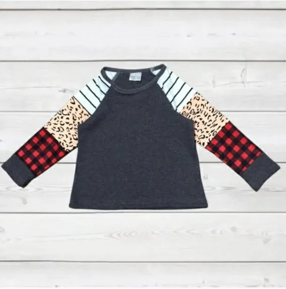 Buffalo Plaid, Leopard, & Stripes Top