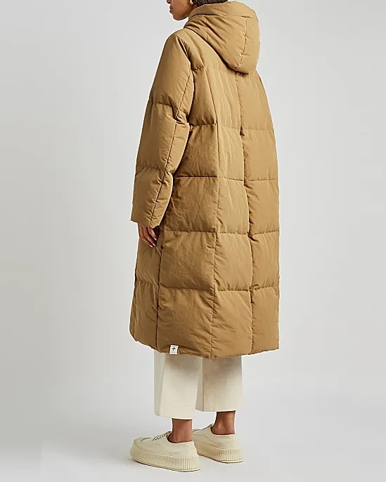Camel Quilted Shell Coat