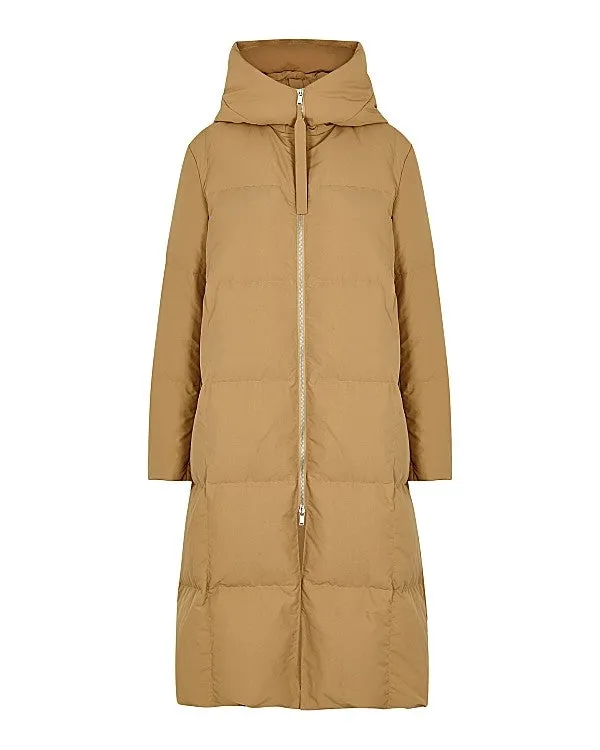 Camel Quilted Shell Coat