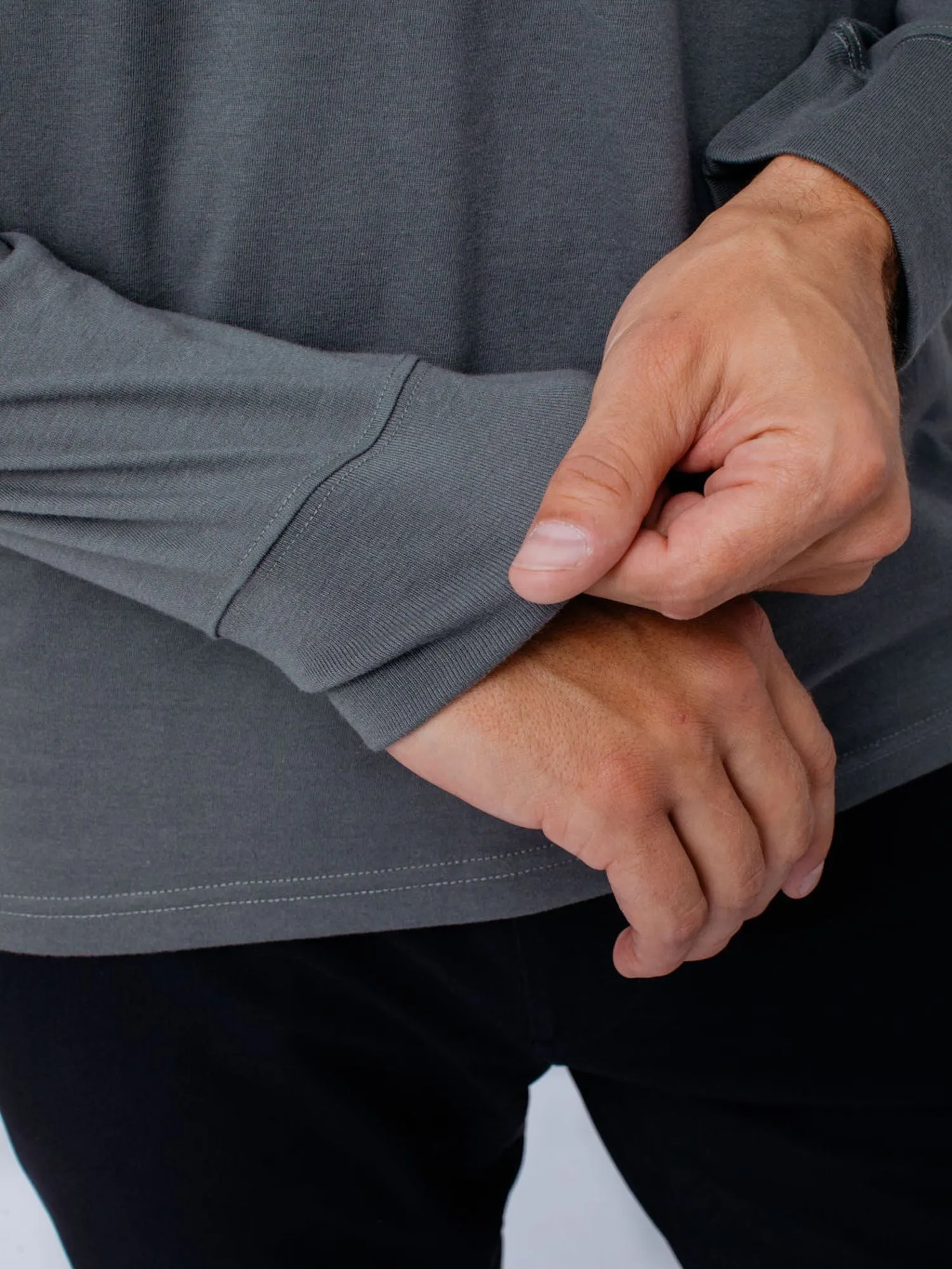 Carbon Grey Long Sleeve Henley FINAL SALE