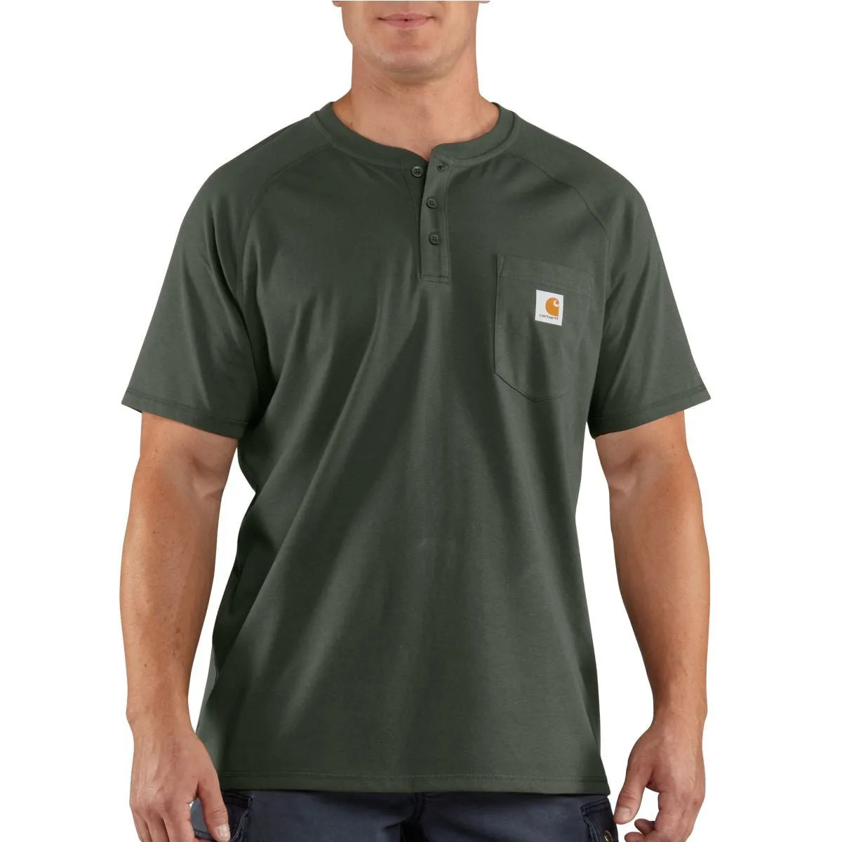 Carhartt Men's Moss Force Cotton Delmont Short Sleeve Henley
