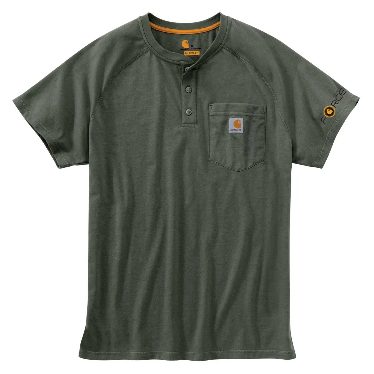 Carhartt Men's Moss Force Cotton Delmont Short Sleeve Henley
