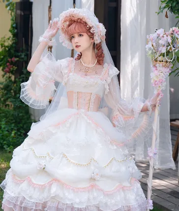 Cat Fairy~Daisy's Park~Elegant Winter Lolita Flower Bride OP