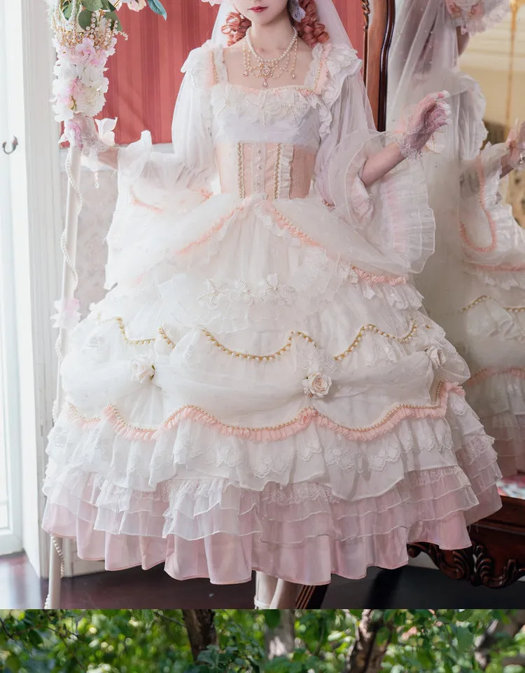 Cat Fairy~Daisy's Park~Elegant Winter Lolita Flower Bride OP