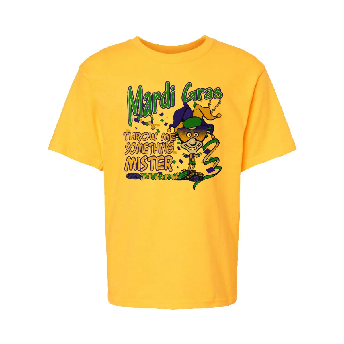 Children's Unisex Mardi Gras Jester Gold Tee-Shirt