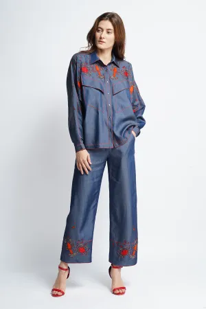 Crab and Prawns Crop Flared Pants