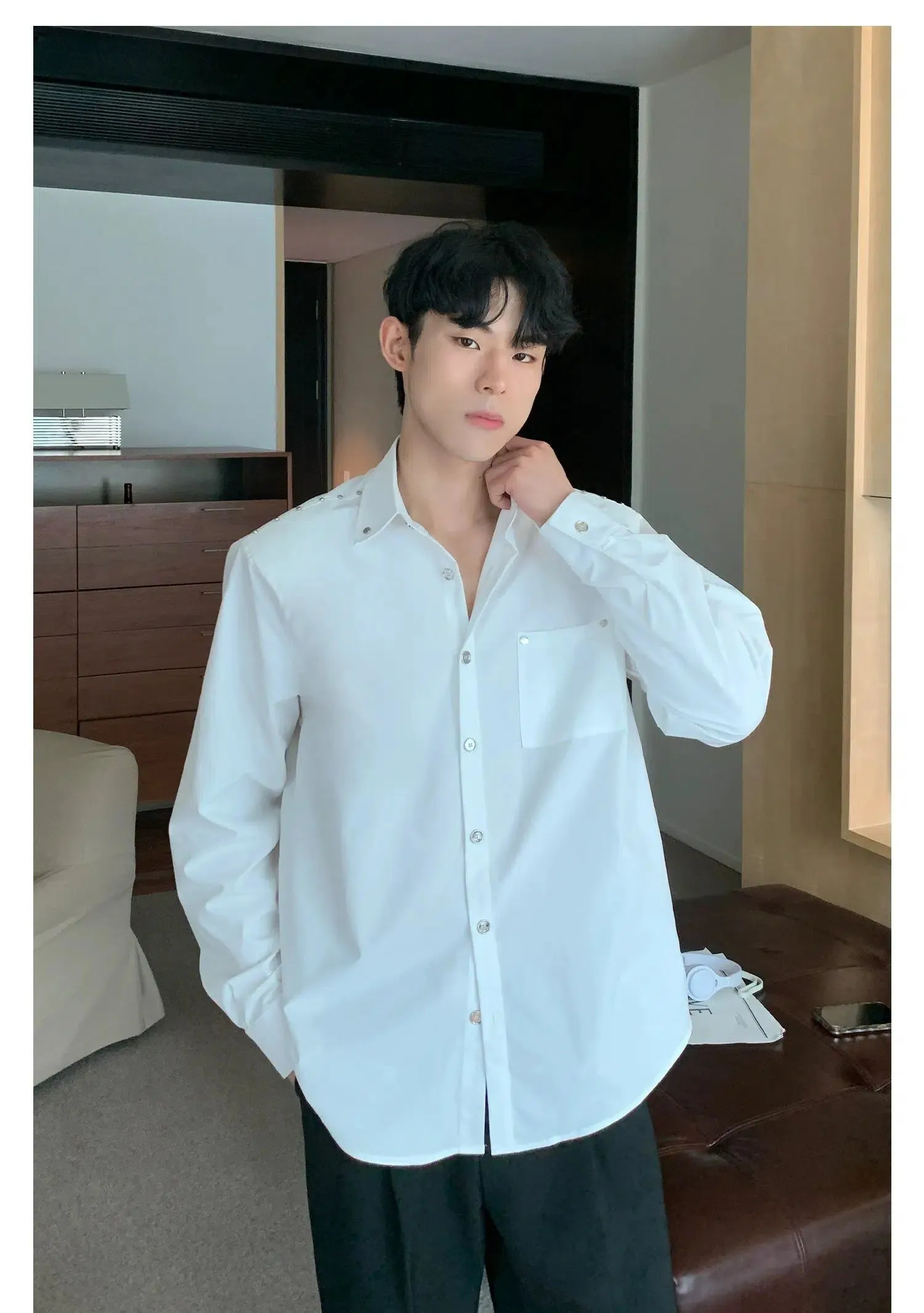 Cui Metallic Rivet Accent Shirt