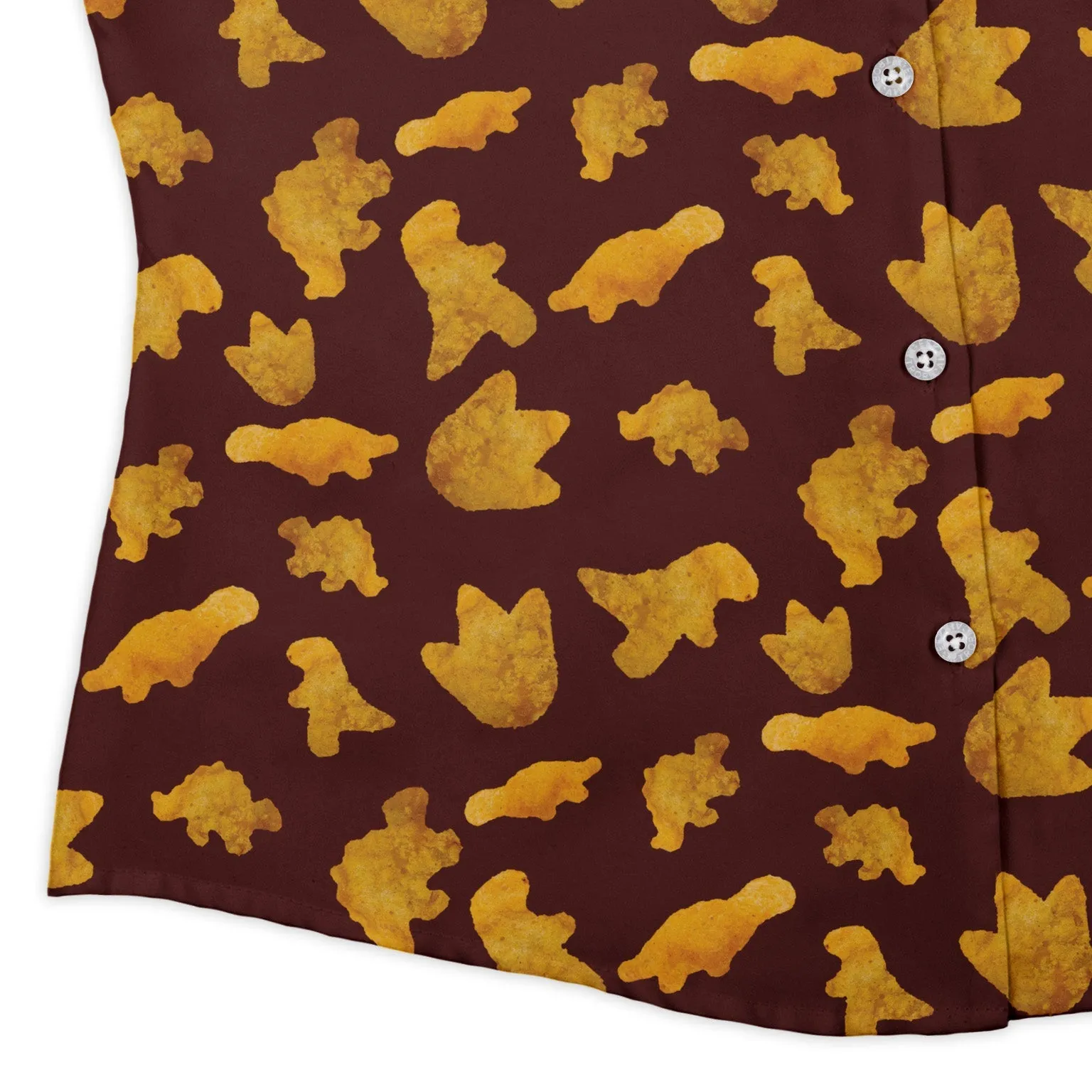 Dinosaur Chicken Nuggets Red Curvy Button Up Shirt