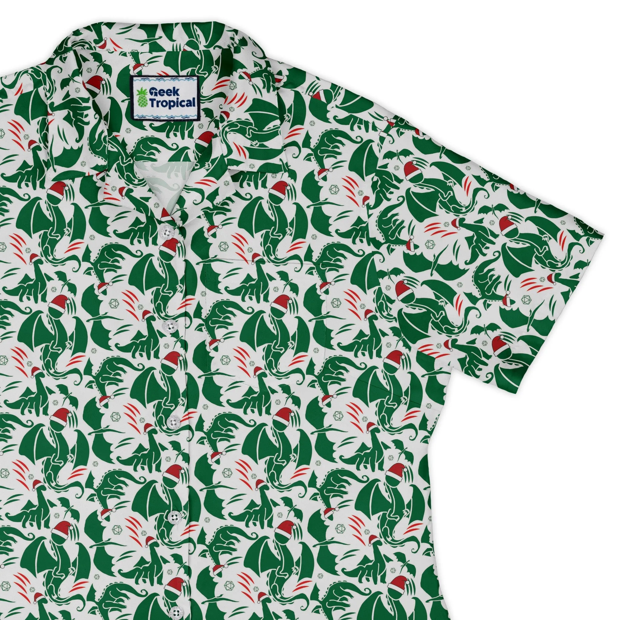 DND Santa Hat Dragons Curvy Button Up Shirt