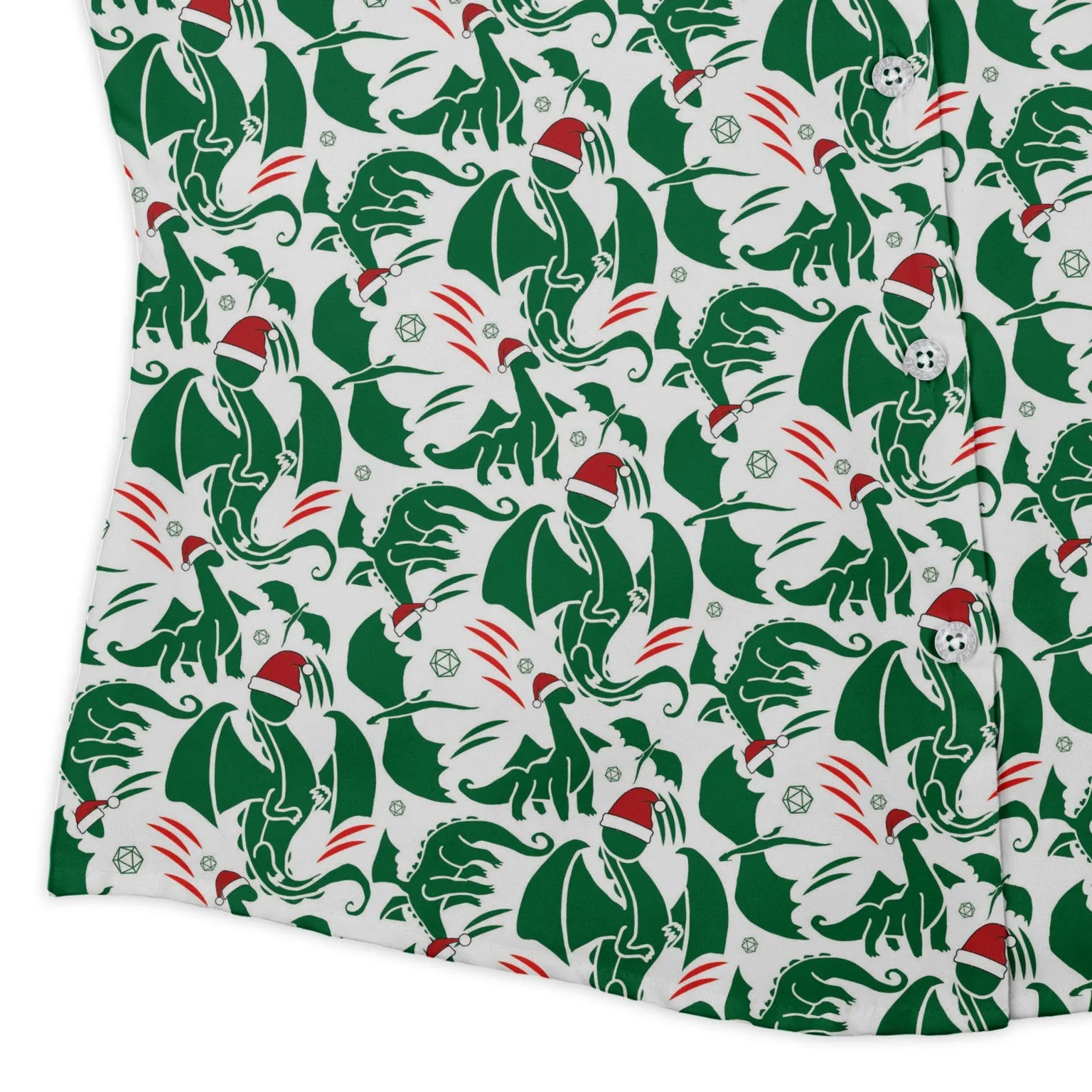 DND Santa Hat Dragons Curvy Button Up Shirt