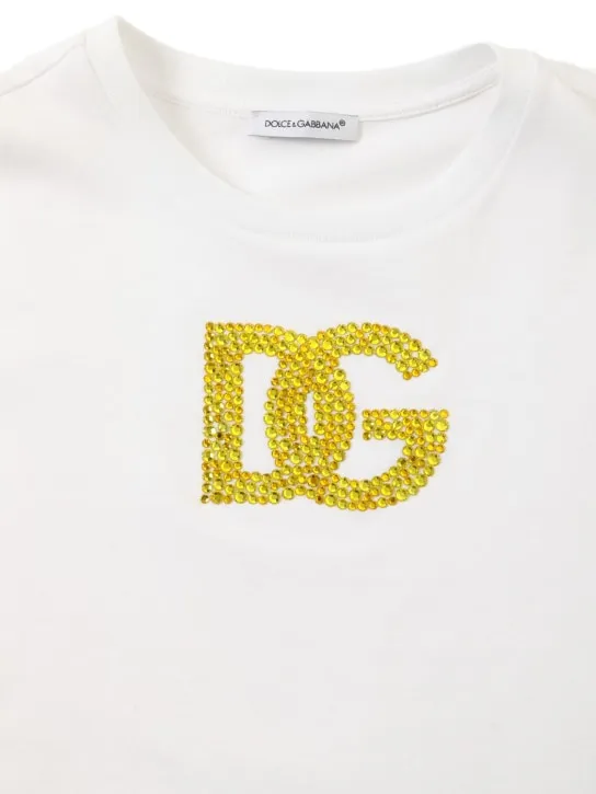 Dolce&amp;Gabbana   Embellished logo cotton jersey t-shirt 