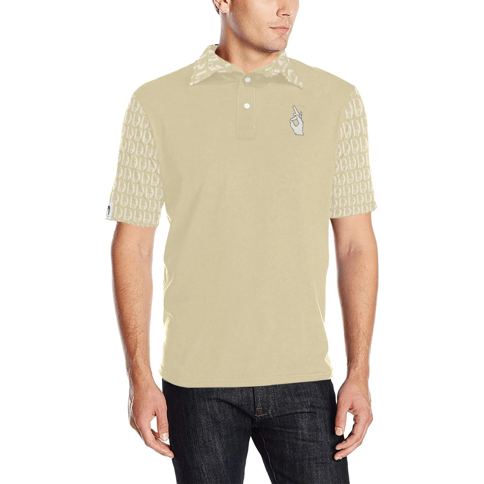 DTI Beige Collar Design Polo Men's Shirt
