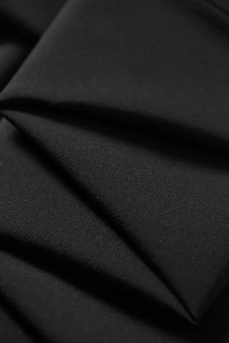 Easy Care High Waist Black Silk Pants