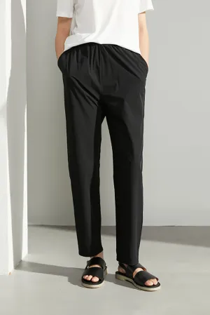 Easy Care High Waist Black Silk Pants