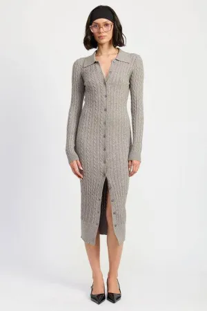 Emory Park Buttoned Long Sleeve Cable Knit Dress