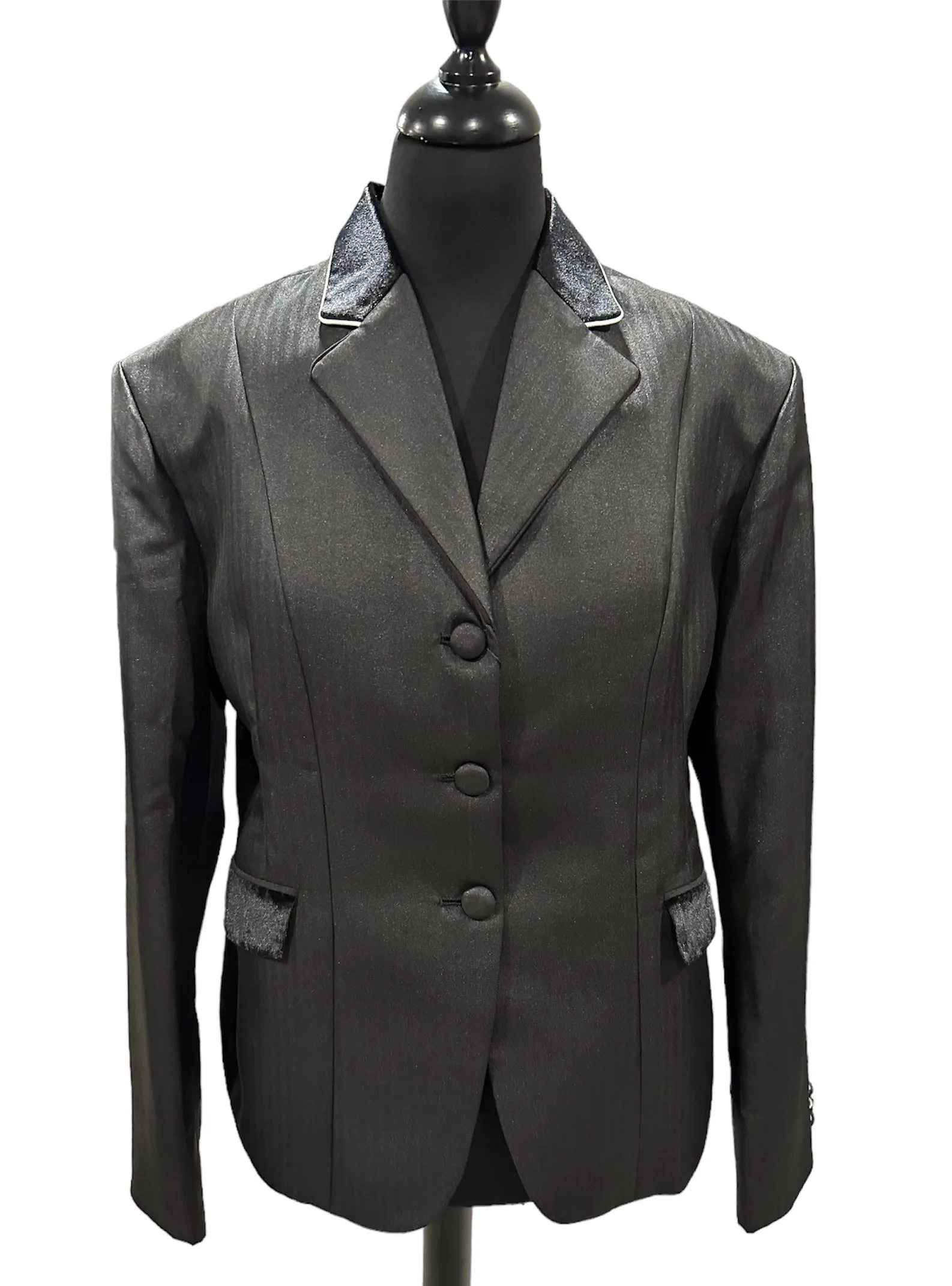 English Show Coat Black Self Stripe Fabric Code R355