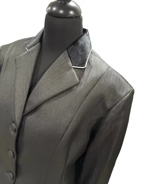 English Show Coat Black Self Stripe Fabric Code R355