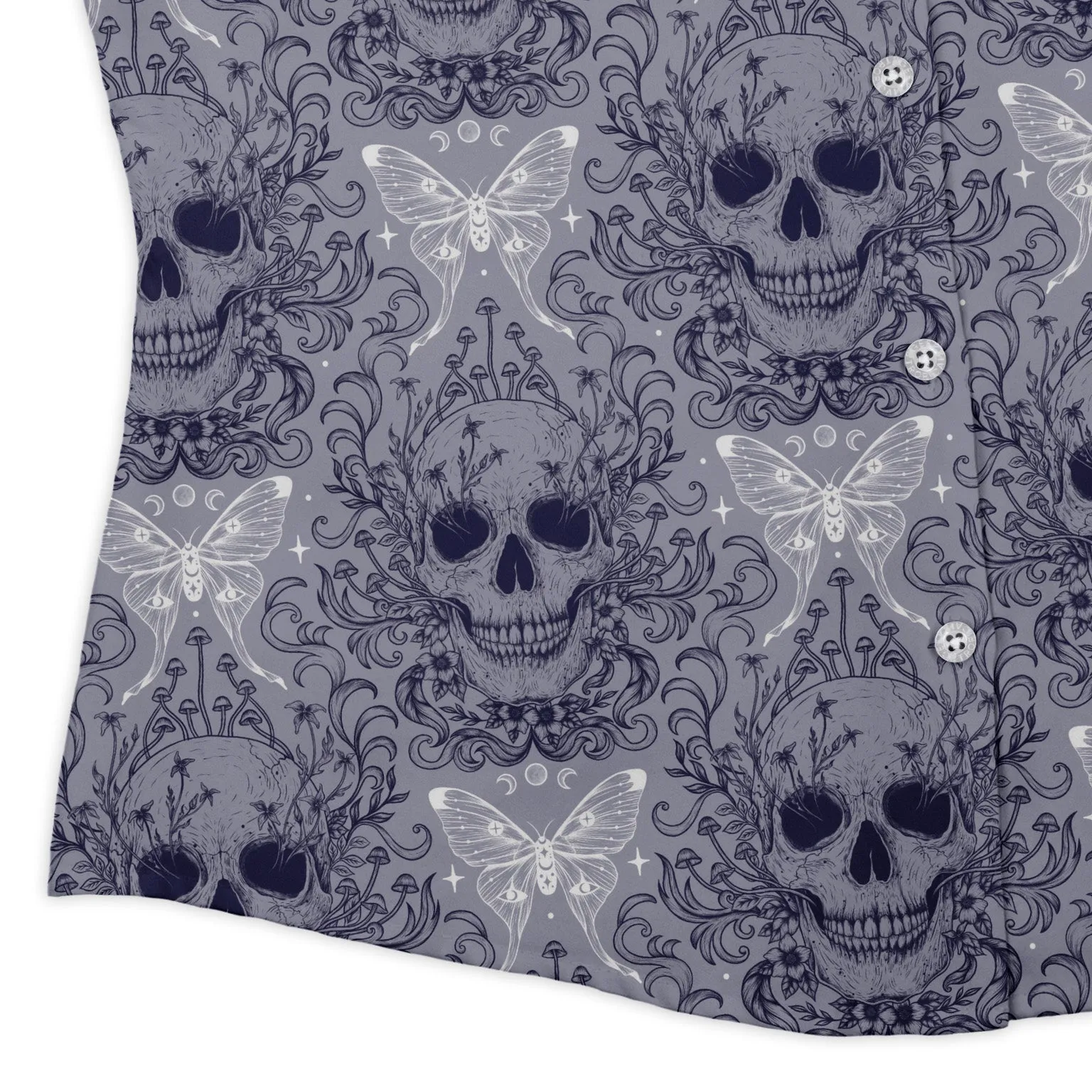 Episodic Skull Lavender Curvy Button Up Shirt