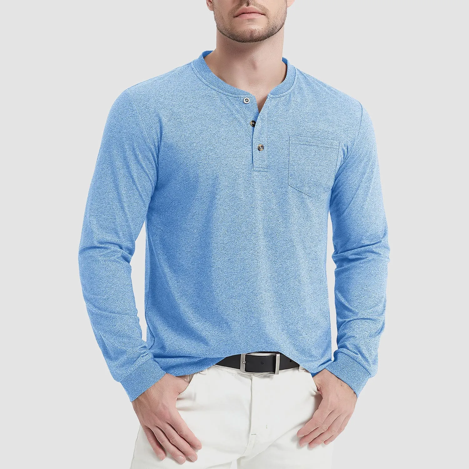 Everett - Men's Long Sleeve Henley Shirt
