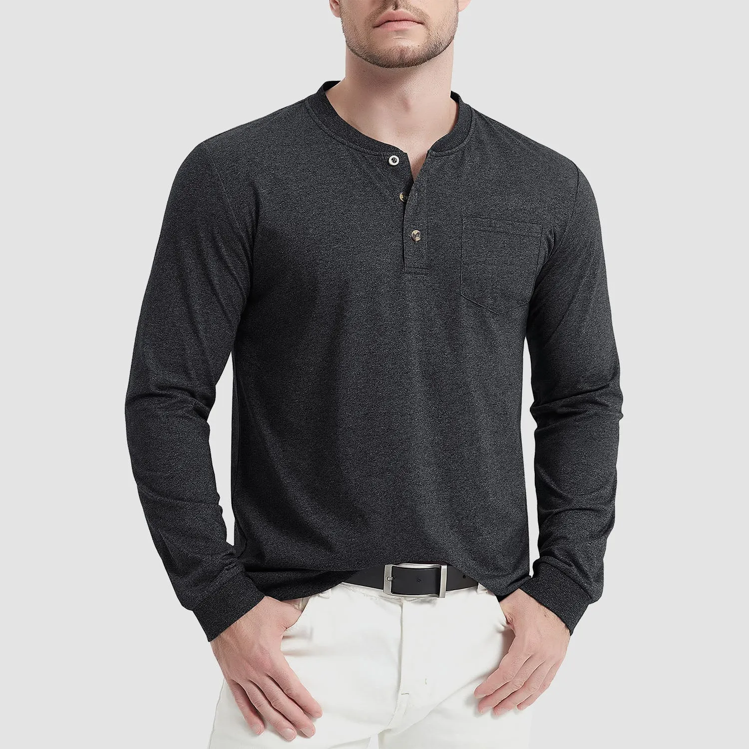Everett - Men's Long Sleeve Henley Shirt