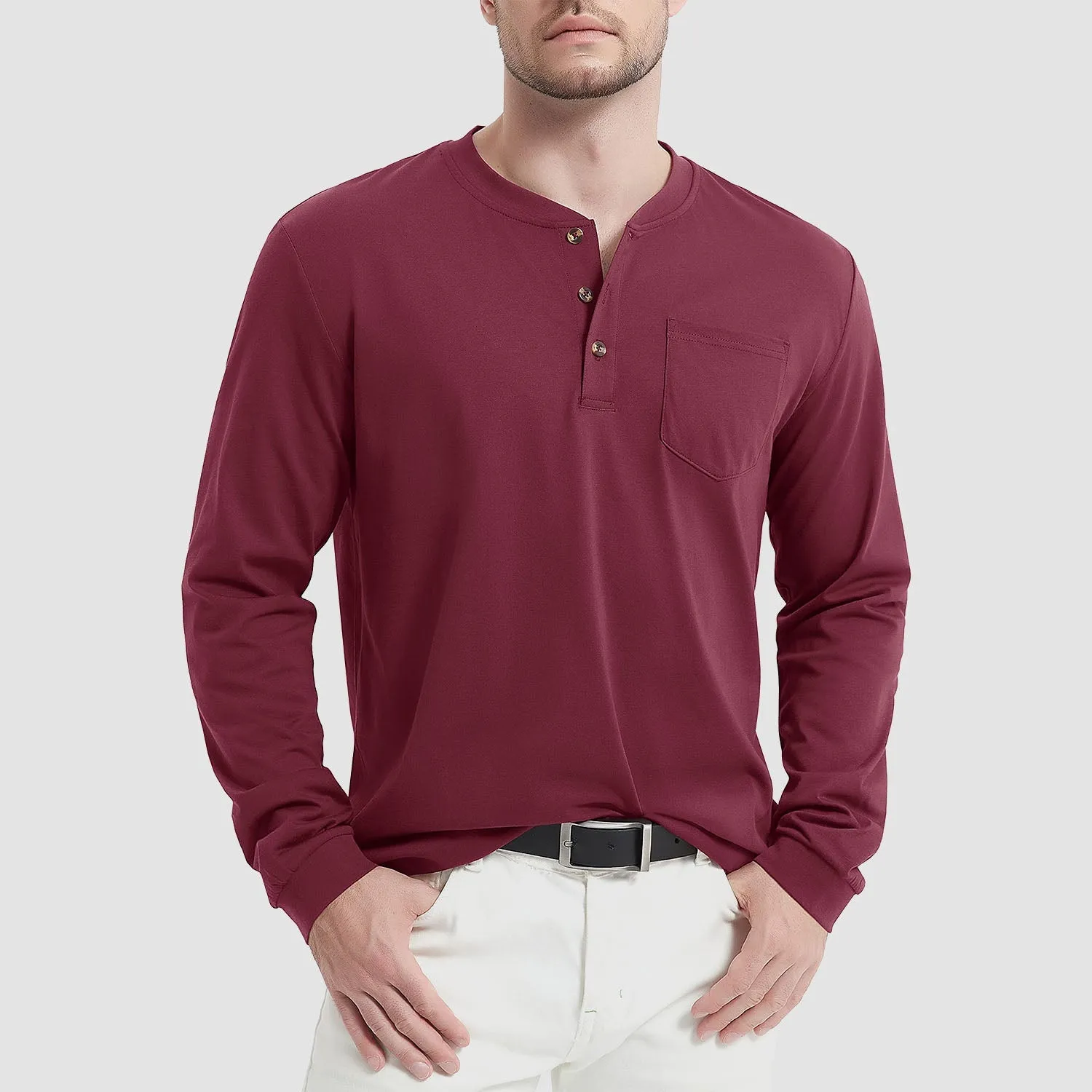 Everett - Men's Long Sleeve Henley Shirt